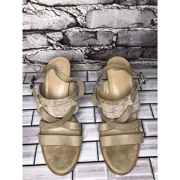 Johnston & Murphy Kayla Taupe Leather Heel Strappy Sandals Women’s Sz 9M US/40EU - Picture 16 of 16